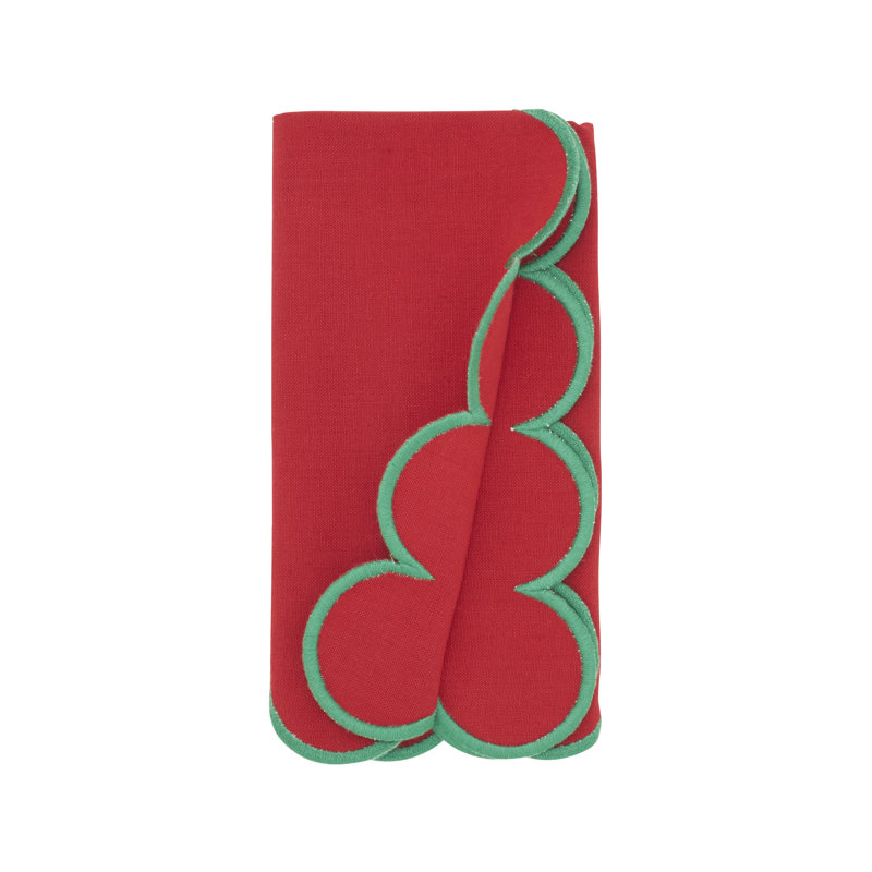 Sweet Edge Scalloped Napkin (Set of 4), Red