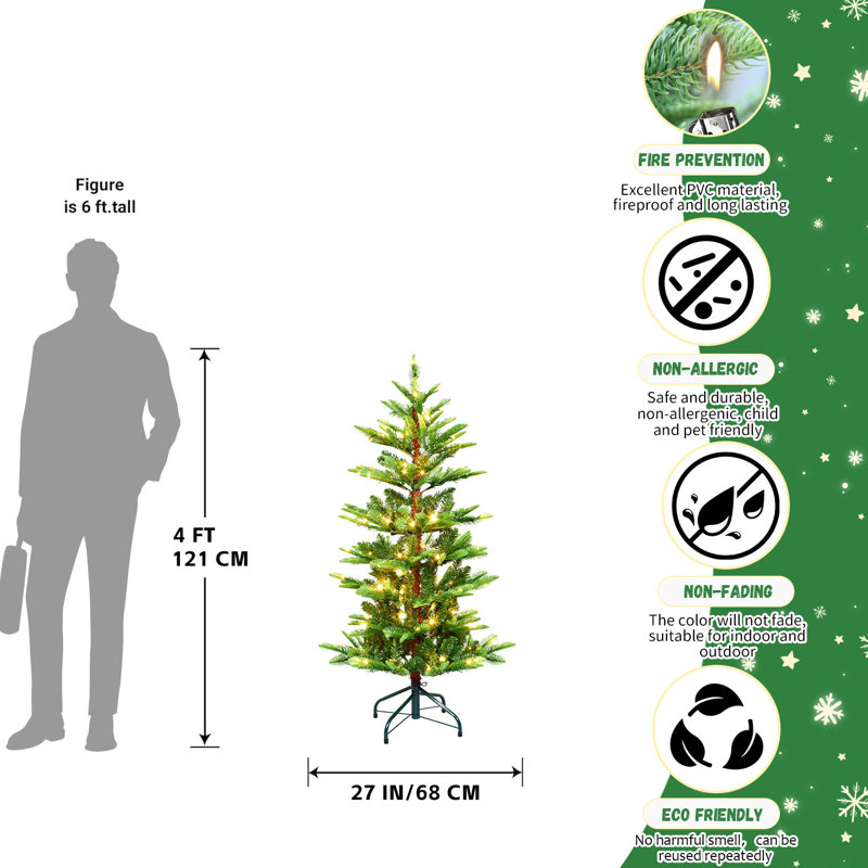 Arbre de Noël artificiel avec lumières chaudes, 4'