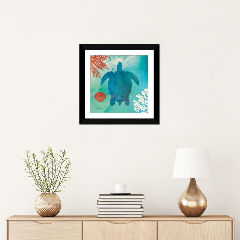 « under the sea ii », reproduction sur toile, H 24 po x l 24 po x P 1 po, Papier d'art encadré noir, Blanc