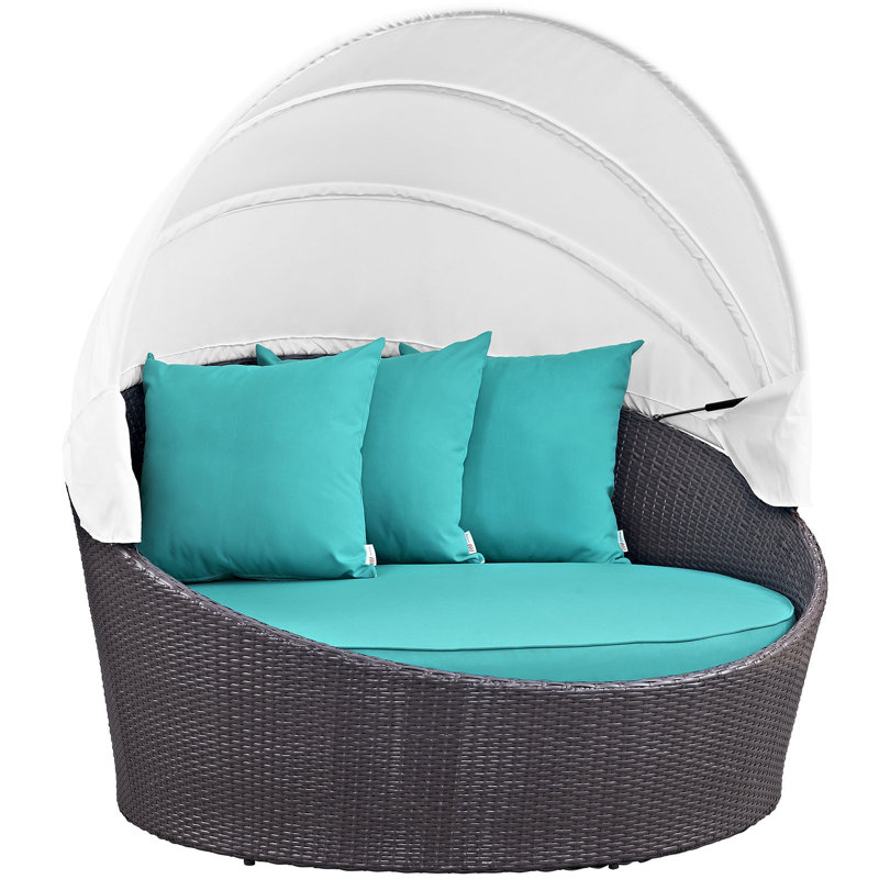 Modway Siesta Canopy Outdoor Patio Daybed, Turquoise