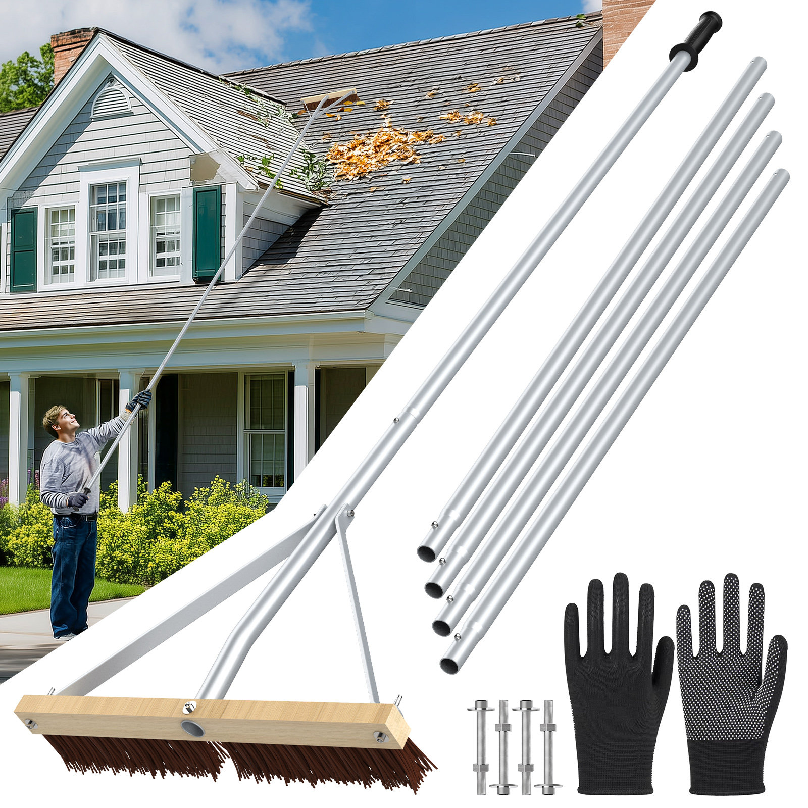 Wayfair Removal Taktack Soontrans Leaf Roof Brush Snow Brush with Gloves, 21 FT ...