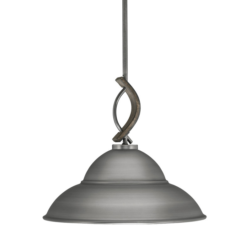 Mini-luminaire suspendu avec tige en métal Hallmann, Graphite / bois patiné peint, Graphite, H 14 po x l 16 po x P 16 po