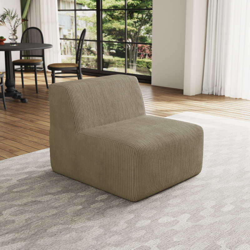 Berlare 87.9Cm Wide Armless Chair, Khaki