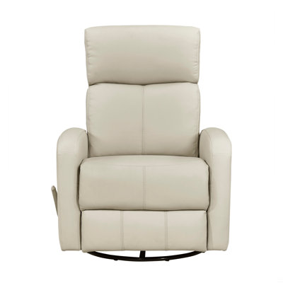 1Pc Glider Recliner Chair With Swivel Motion Beige Leather Upholstery