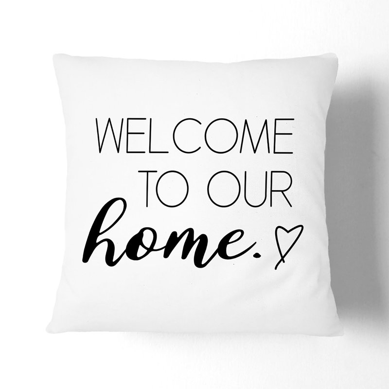 Welcome to Our Home Scatter Cushion, 40cm H x 40cm W x 15cm D, White