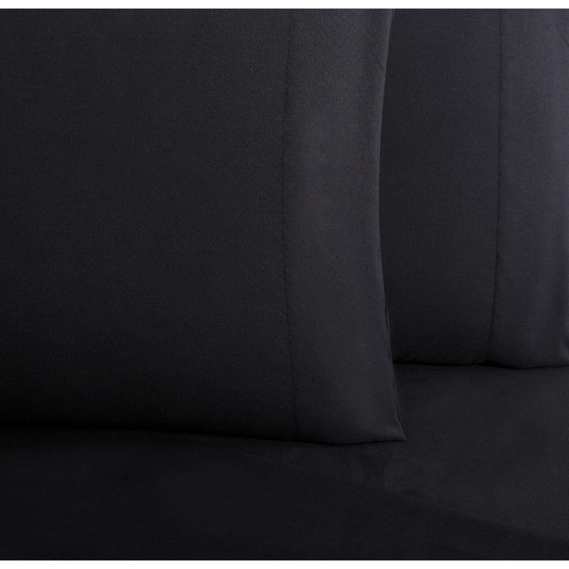 Black Queen Brushed Microfiber Polyester 4-Piece Sheet Set