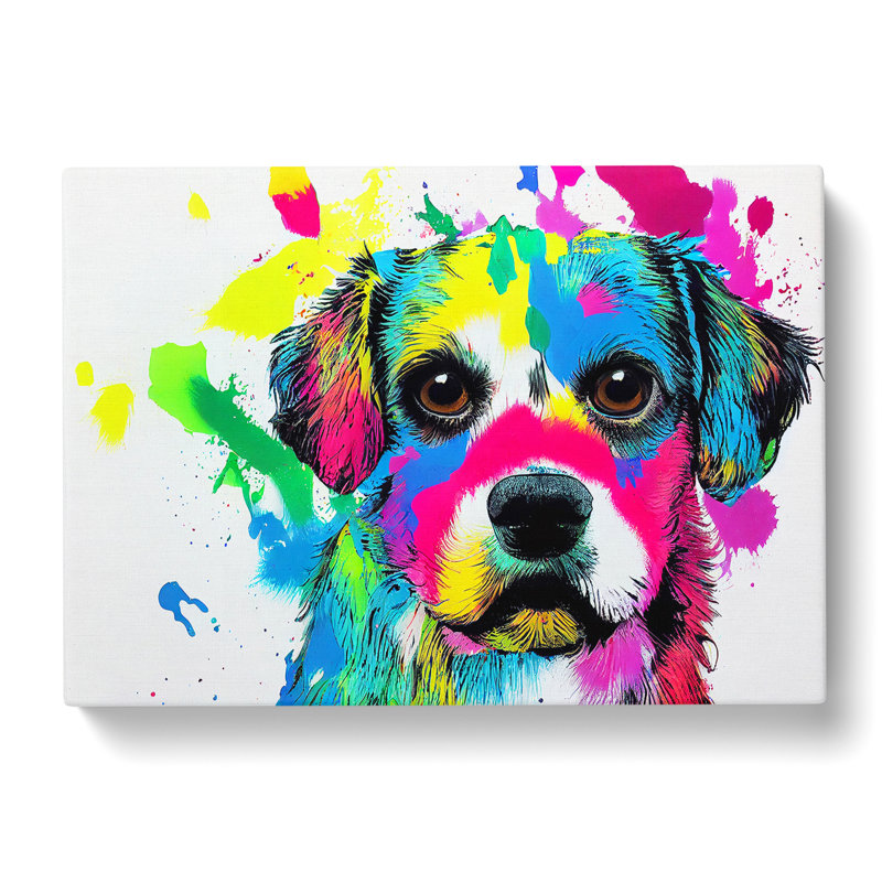 Dog Paint Splash Vol.2 Abstract - Wrapped Canvas Print, 35cm H x 50cm W x 3cm D