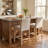 Modern Bar Stools for Kitchen Counter, Light Beige Fabric Seat with Natural Wood Legs, Comfortable Counter Height Stool