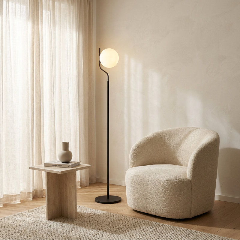 Lampe sur pied géométrique noire Valo