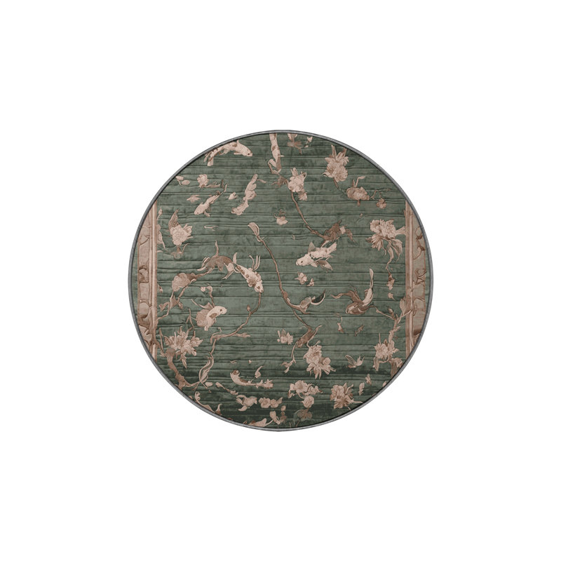 Machine Washable Brown Area Rug, Round 6'