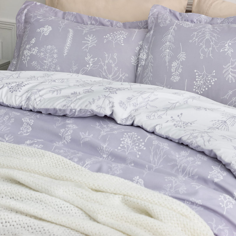 Bedsure King Comforter Set – 3-Piece Lavender Botanical Floral Bedding, Reversible Soft Comforter with 2 Pillow Shams, Perfect for Spring Refresh & Cozy Bedroom Decor