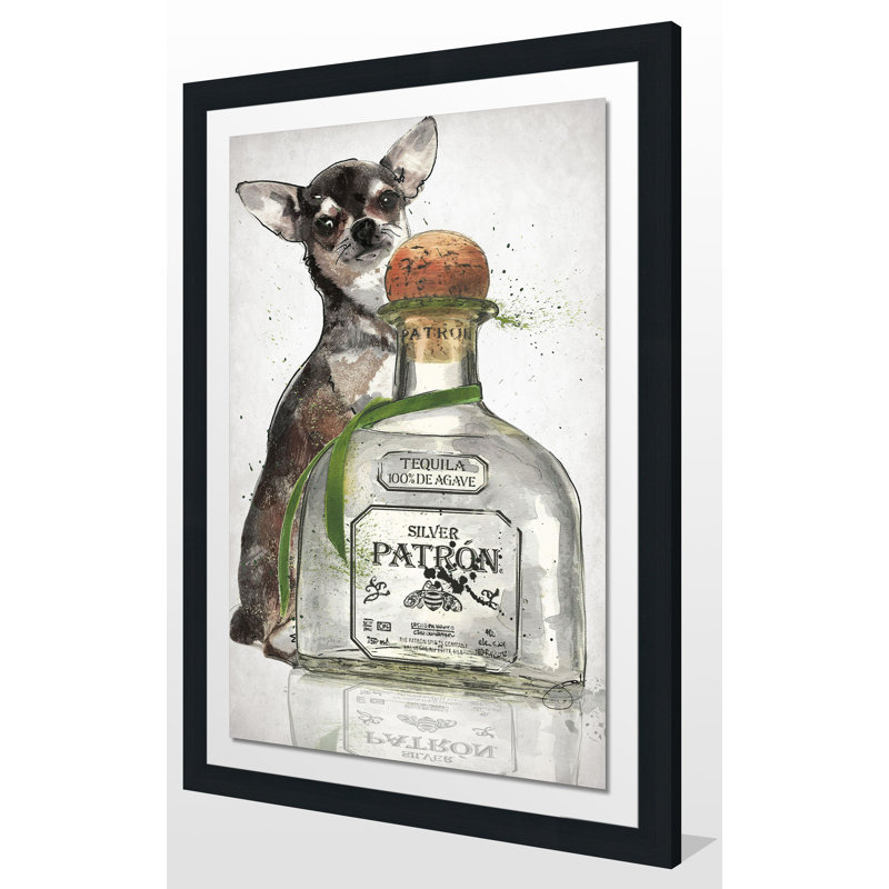 «Shots», reproduction de peinture à l'aquarelle sur toile tendue, H 39,5 po x l 27,5 po x P 0,75 po, Cadre espresso