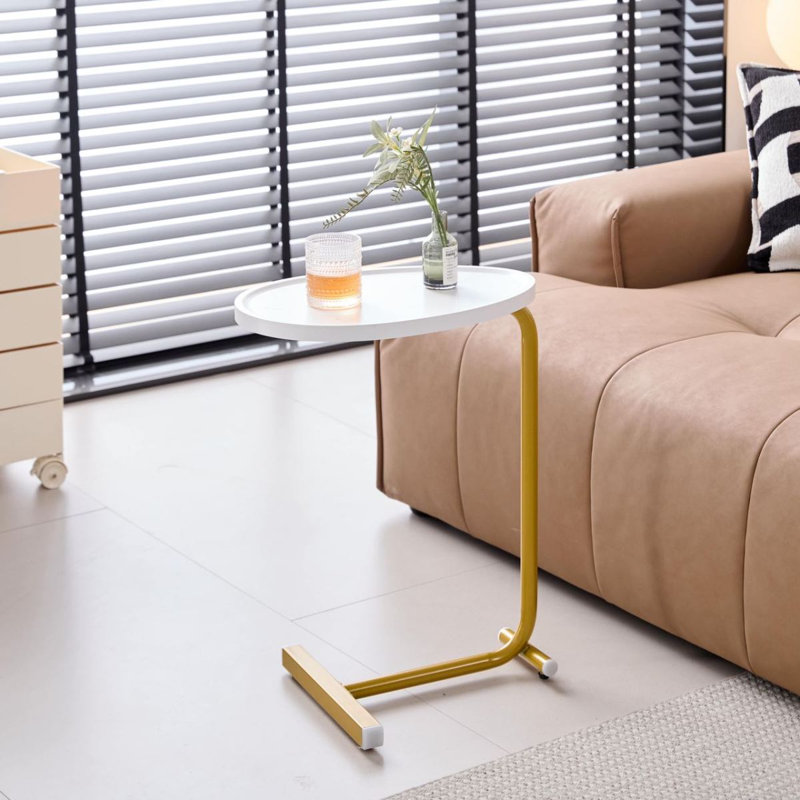 Table d'appoint blanche en forme de C, petit canapé pour la toux, chambre à coucher