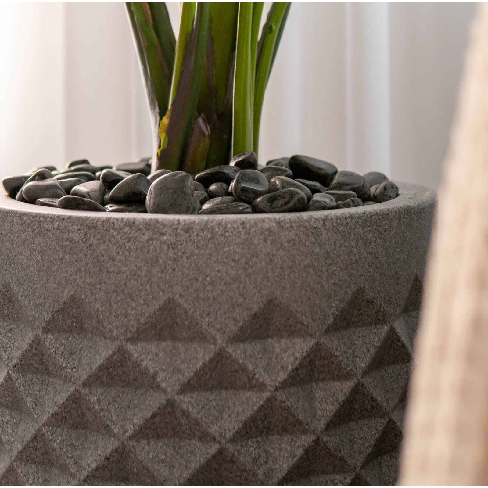 Lisle Pot Planter, Granite, 36" H x 18" W x 18" D