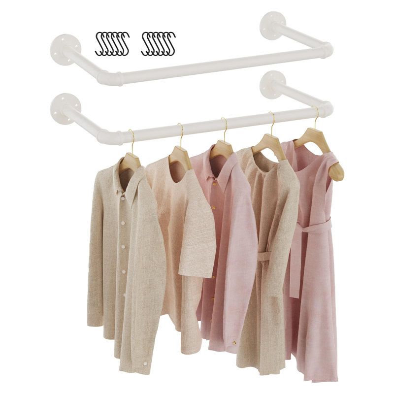 47cm Wall Mounted Clothes Rack, White