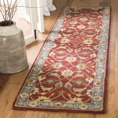 Tapis beige / rouge / bleu en laine touffeté à la main Cranmore