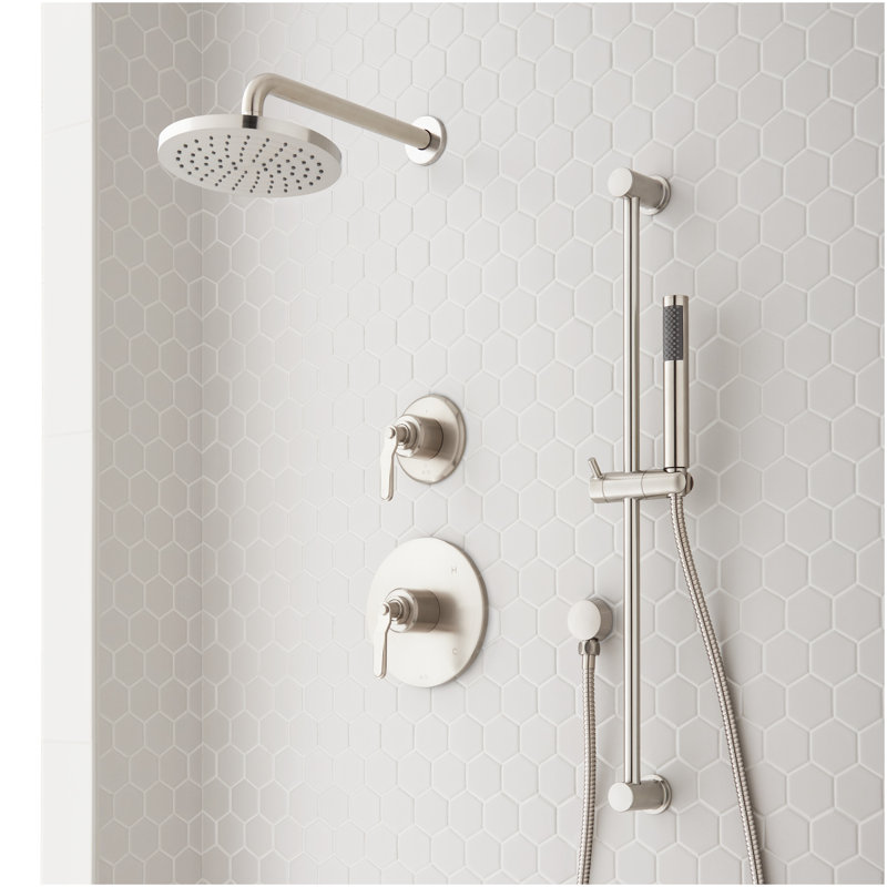 Gunther Pressure Balance Shower System with Slide Bar and Hand Shower - Polished Nickel, Polished Nickel