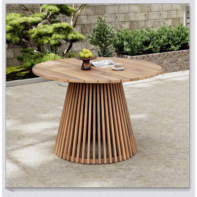 Très grande table de salle à manger d'extérieur en bois d'acacia, très grande ronde de 47,25 po, pour les rassemblements dans la cour, sur la pelouse et sur le balcon