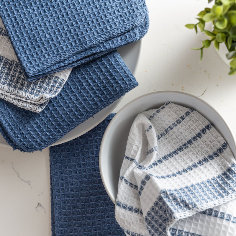 Cannady Cotton Stripe Dish Cloth Kitchen Towel, Blue