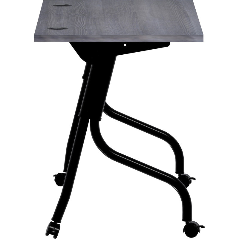 Charcoal Flip Top Training Table with Black Metal Base and Casters