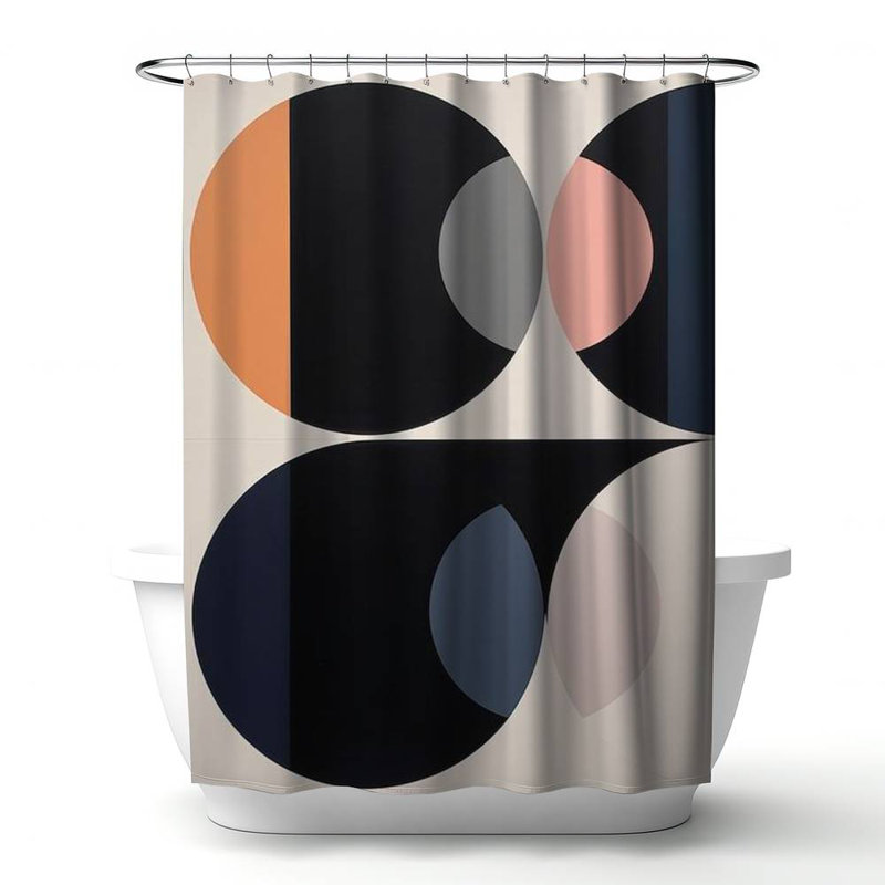 Abstract – Polyester Shower Curtain, Dye Sublimation Print, 71" W × 74" L