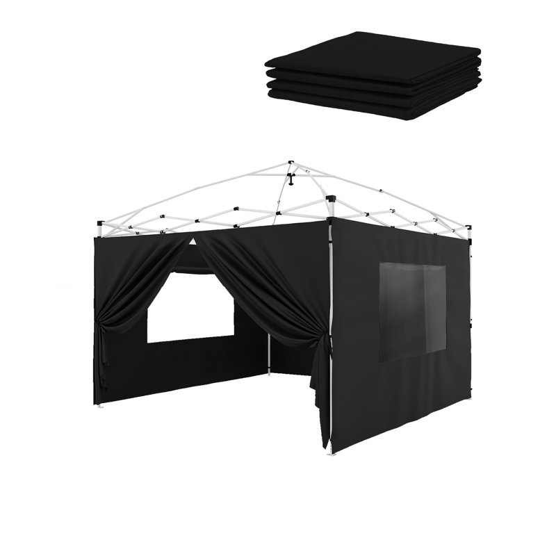 4 Piece Sidewalls for 10x10 Pop Up Canopy (Canopy Tent NOT Included), Black