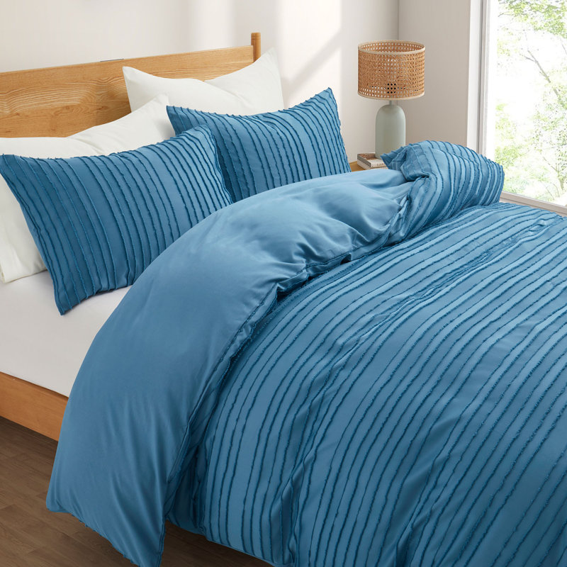  Duvet Cover Set, Queen Duvet Cover + 2 Standard Pillowcases, Navy