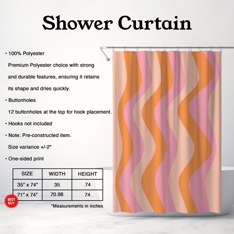 Funky Retro - Rideau de douche Premium, H 74 po x l 71 po