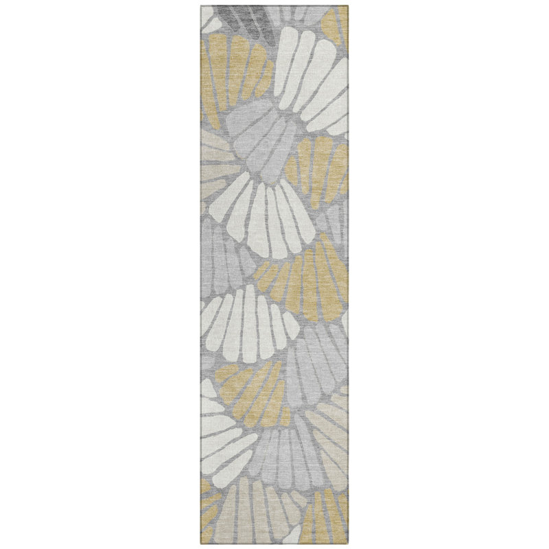 Machine Washable Indoor/Outdoor Jozwiak ACN2384 Floral Rug, Runner 2'3" x 7'6"