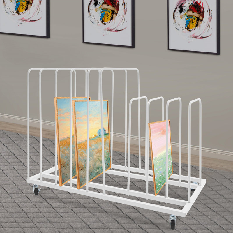 Art Storage Rack With Wheels, White