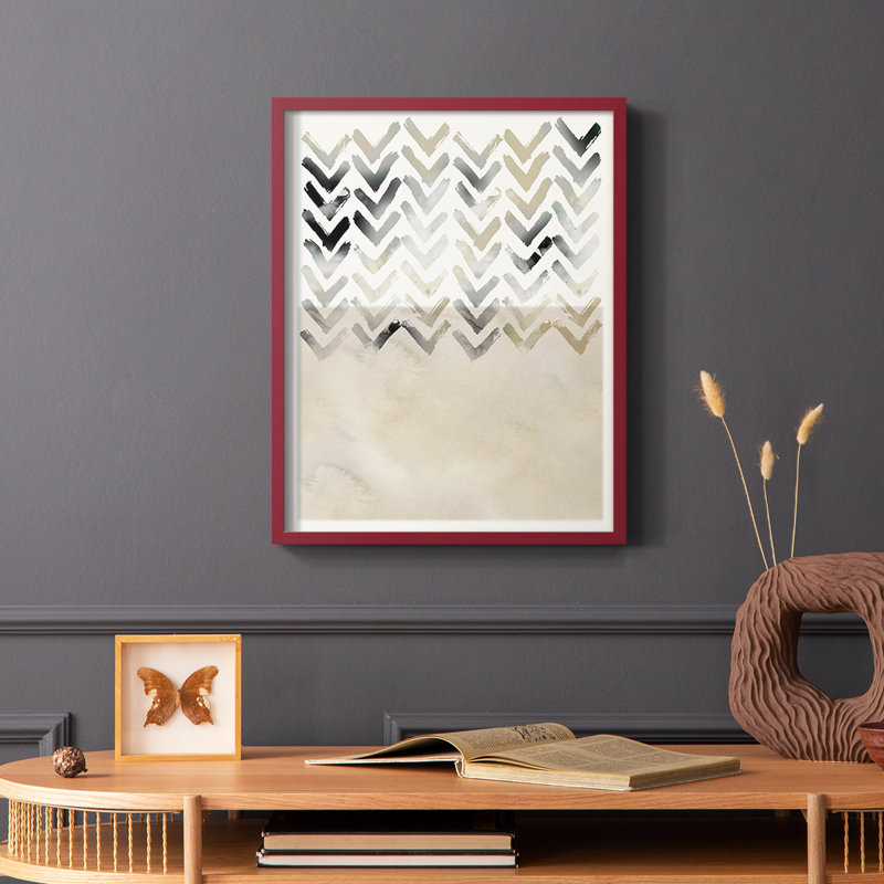 «Neutral Chevron», reproduction encadrée - bois massif, Rouge, H 10 po x l 8 po