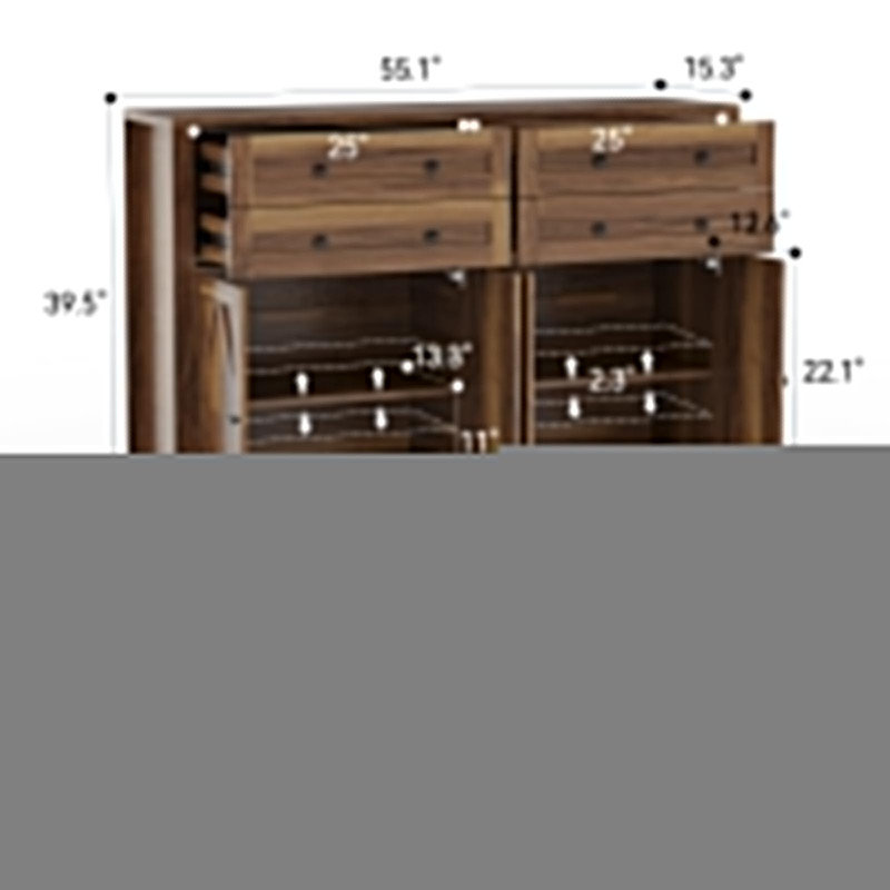 Grande armoire de rangement 55 po avec buffet 4 portes et 4 tiroirs Modern Farmhouse