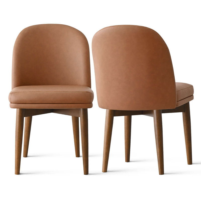 Faux Leather Dining Chairs with Walnut Finish Legs