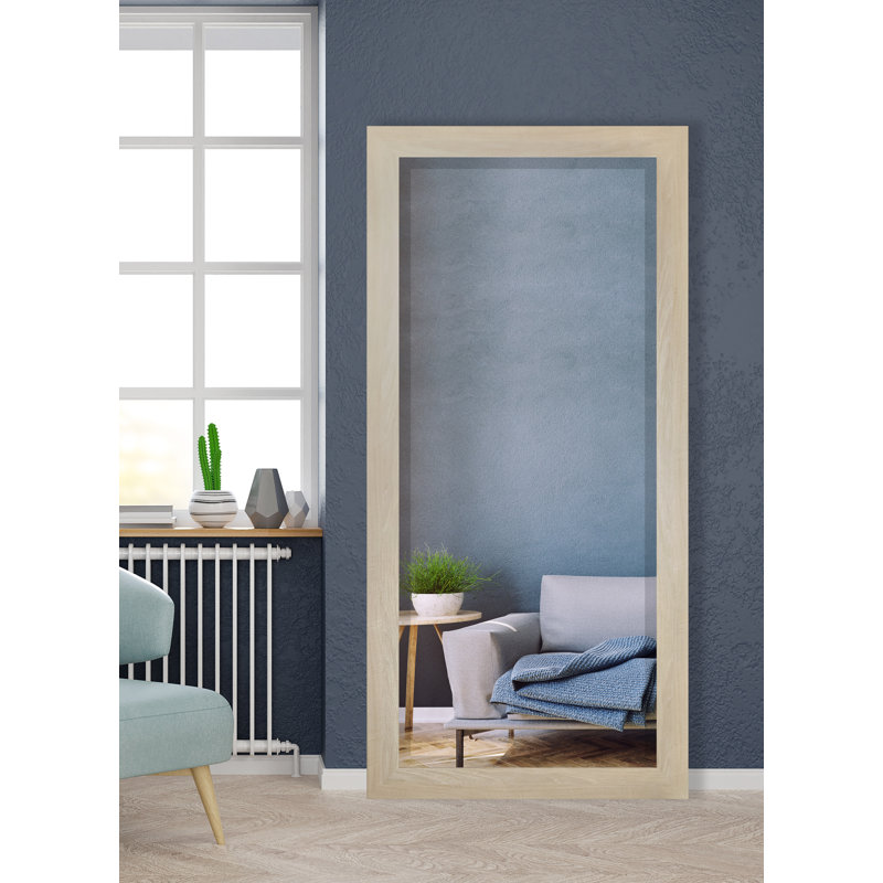 Ungar Wood Flat Wall Mirror, 65.5" H x 32" W x 0.75'' D, Blonde Maple