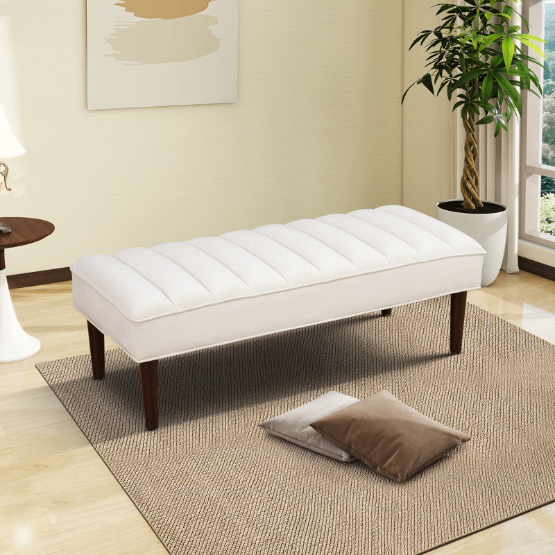 Banc rembourré en sherpa blanc cassé