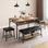 Ensemble de table de salle à manger 5 pièces pour 4 personnes, table de cuisine industrielle avec 4 chaises rembourrées rembourrées, meubles en bois et en métal peu encombrants pour petits espaces, appartement