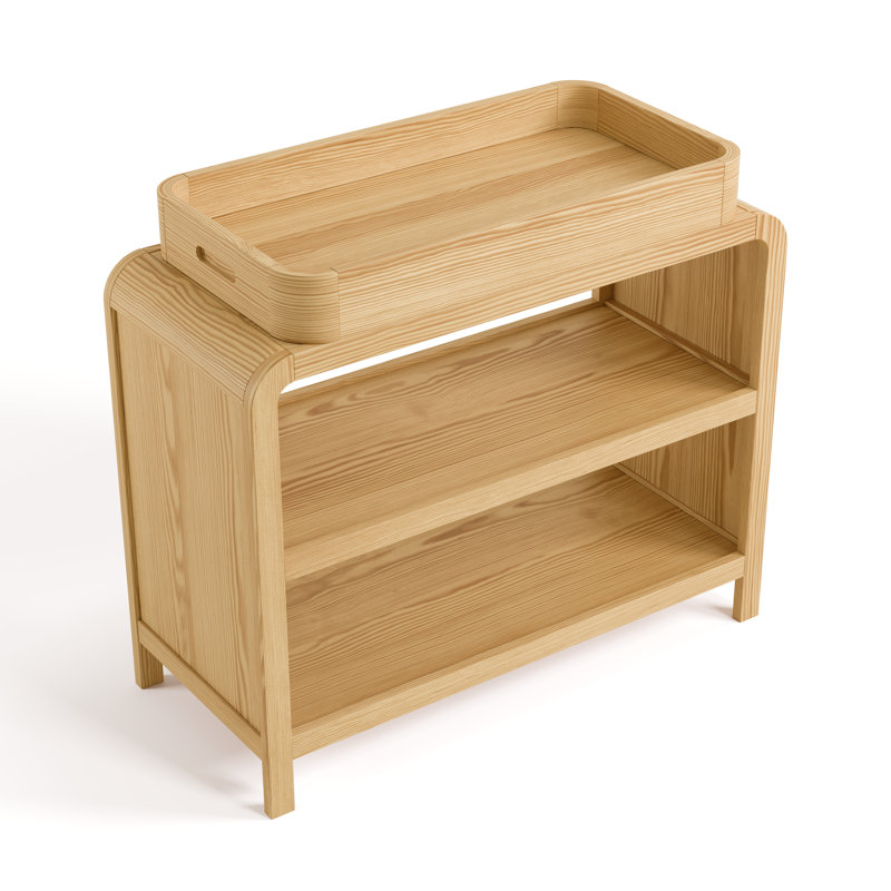 Table à langer avec plateau amovible Santos, Naturel