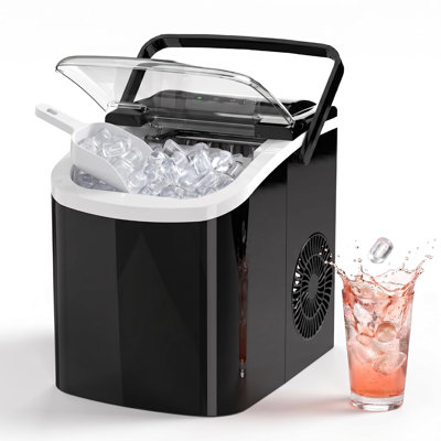 Countertop Portable Bullet Ice Maker Machine, 26lbs Daily Output, 6 Mins Fast Ice Production, One Touch Operation Auto Self Clean for Home Office RV Dorm Bar