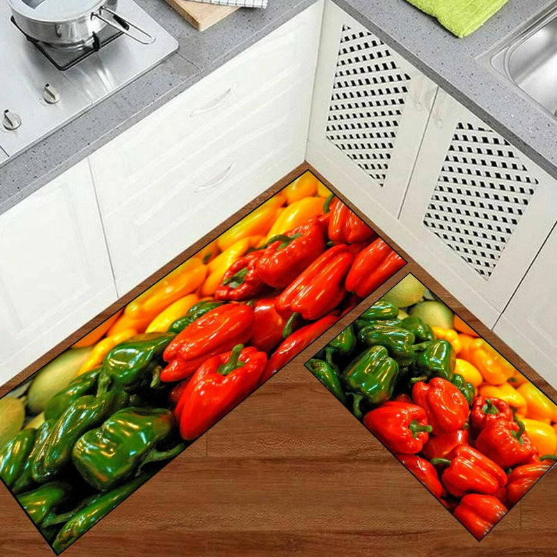 3D Fruit Kitchen Mat – Washable Non-Slip Runner Rug – Door Mat with Rubber Backing – Polypropylene, 50cm W x 70cm L