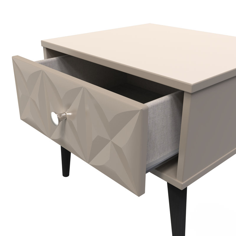 Carnlea 45cm W Manufactured Wood Bedside Table, Mushroom Matt