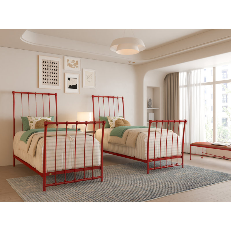 142 Altro Bed | Complete Sleigh, Gloss Red, Twin