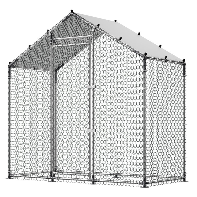 Poulailler sans rendez-vous avec housse imperméable, P 6,51 po x l 72,65 po x P 9,85 po, Blanc / Gris