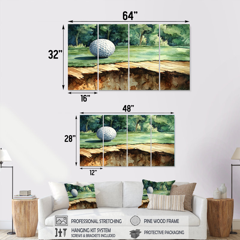 Chasser le pin, paysage de golf II - art mural golf - décoration murale moderne, 4, H 28 po x l 48 po