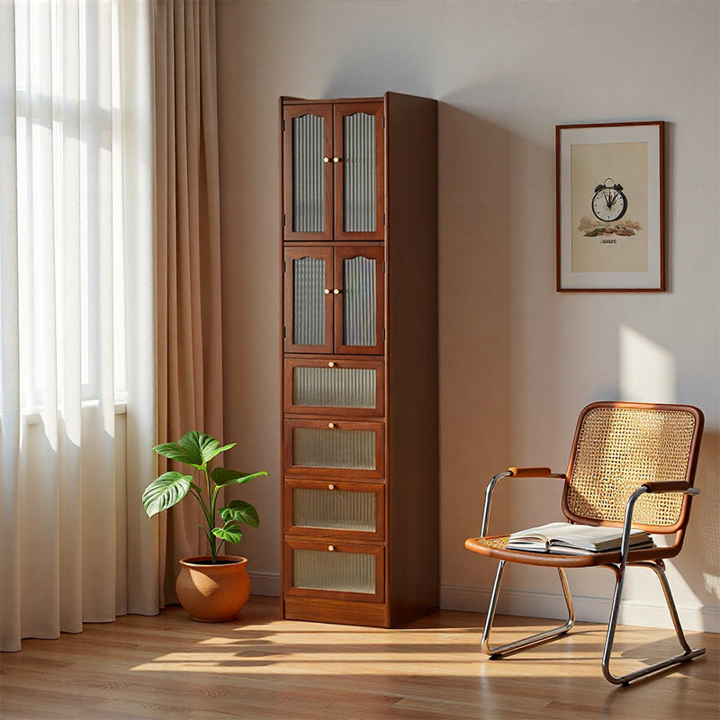 Bibliothèque simple de style européen, (7 tablettes) H 70,87 po x l 18,5 po x P 15,35 po, Brown
