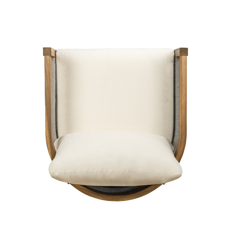 Ensemble de conversation pour patio 6 pièces avec structure en bois d'acacia, détails de corde et coussins beiges résistants à l'eau Brooklyn
