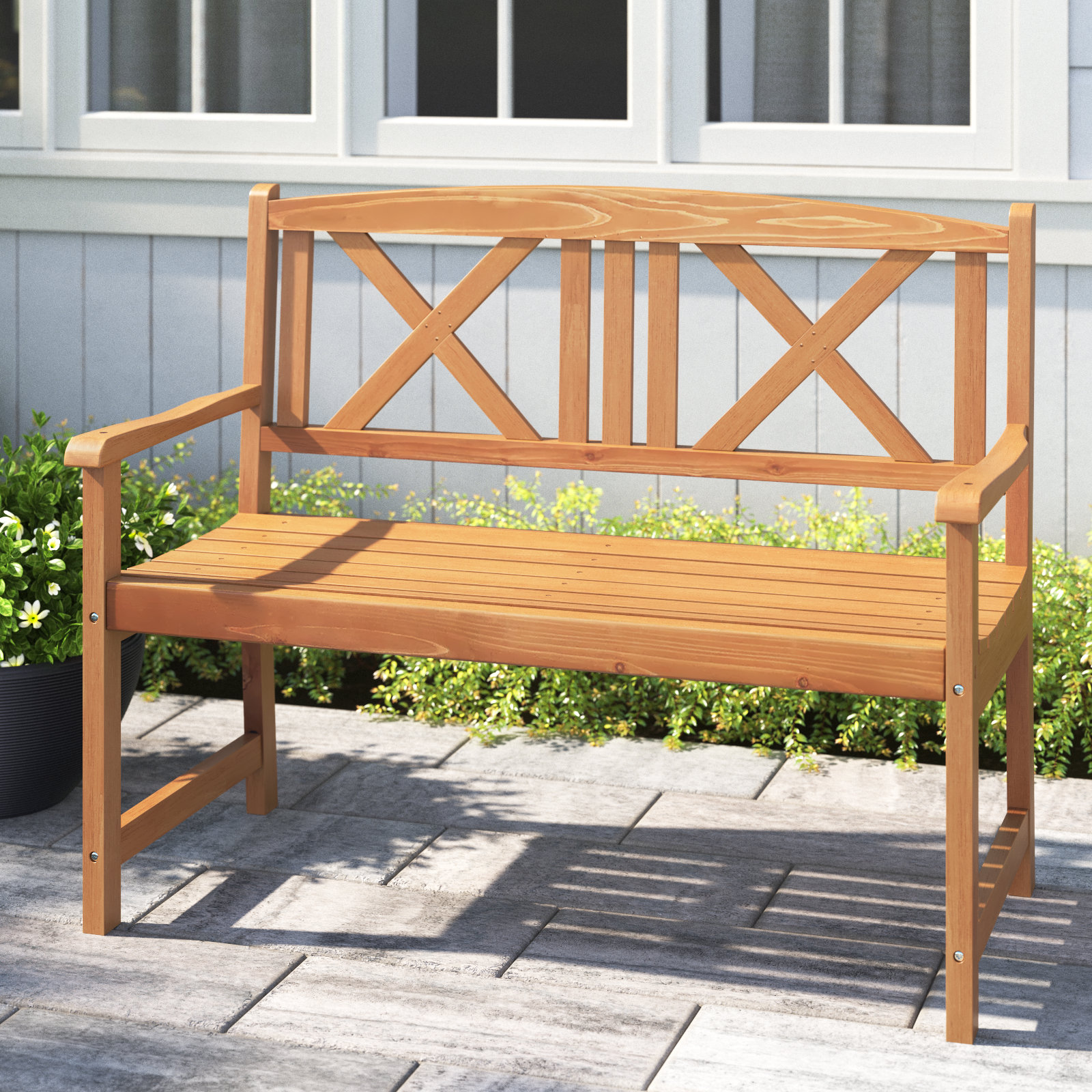 Laurel Foundry Modern Farmhouse® Giles Wooden Bench & Reviews | Wayfair