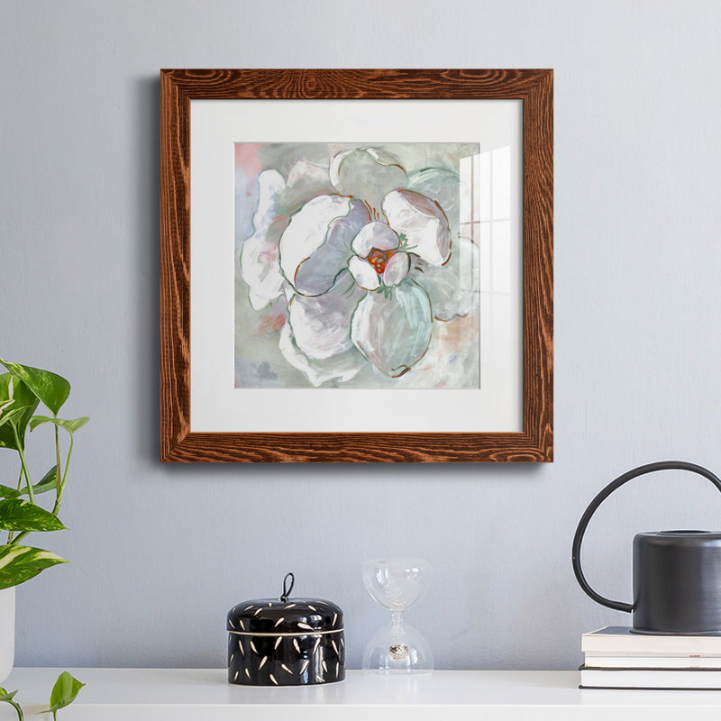 «Contemporary Floral I-Premium», reproduction encadrée prête à être accrochée, H 35,5 po x l 35,5 po x P 1,5 po, Blanc
