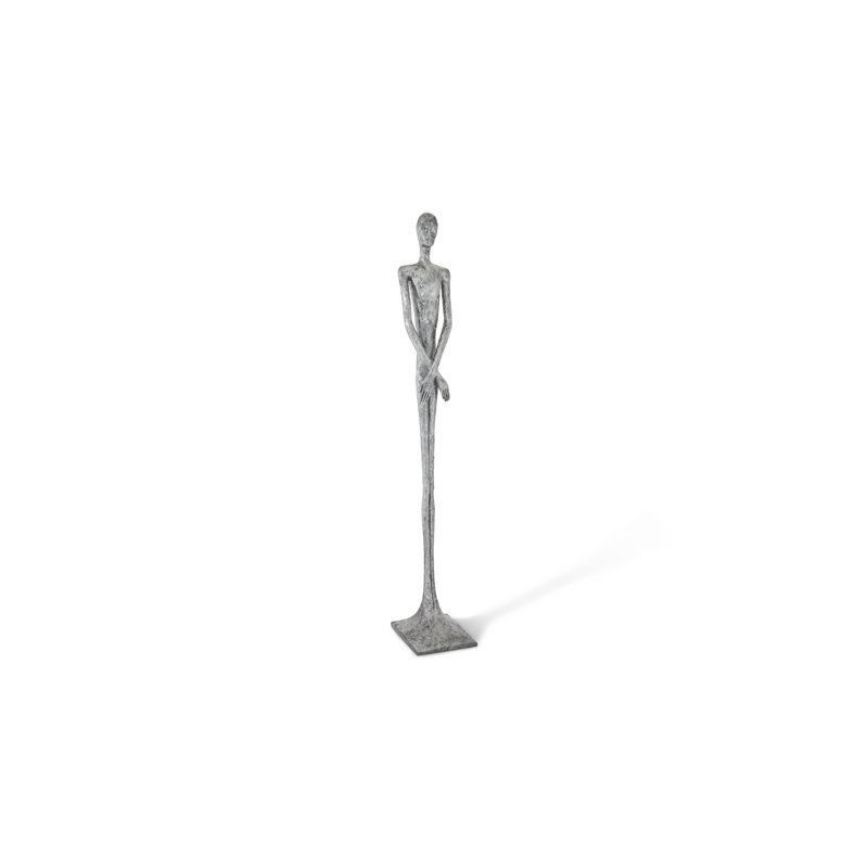 Lloyd Skinny Male Statue, Liquid Silver, 85" H x 16" W x 13.5" D