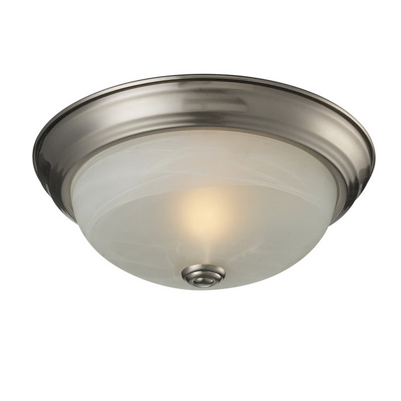 Witham Glass Flush Mount, Matte Opal, Brushed Nickel