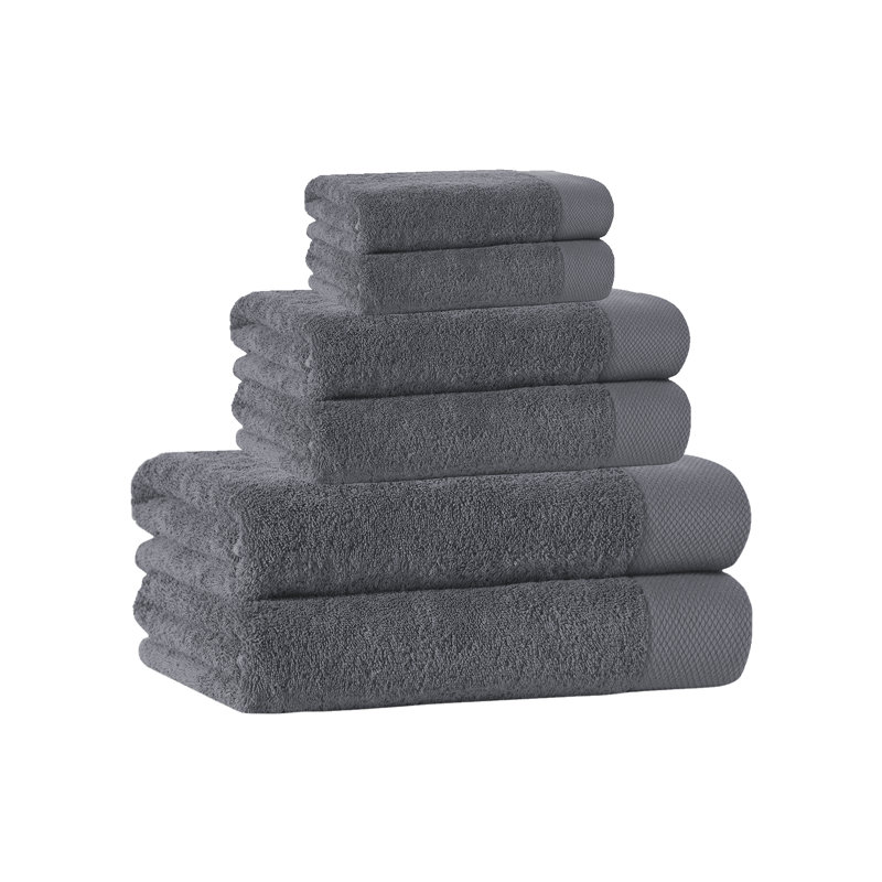 Ensemble 6 serviettes de bain en coton turque, Anthracite